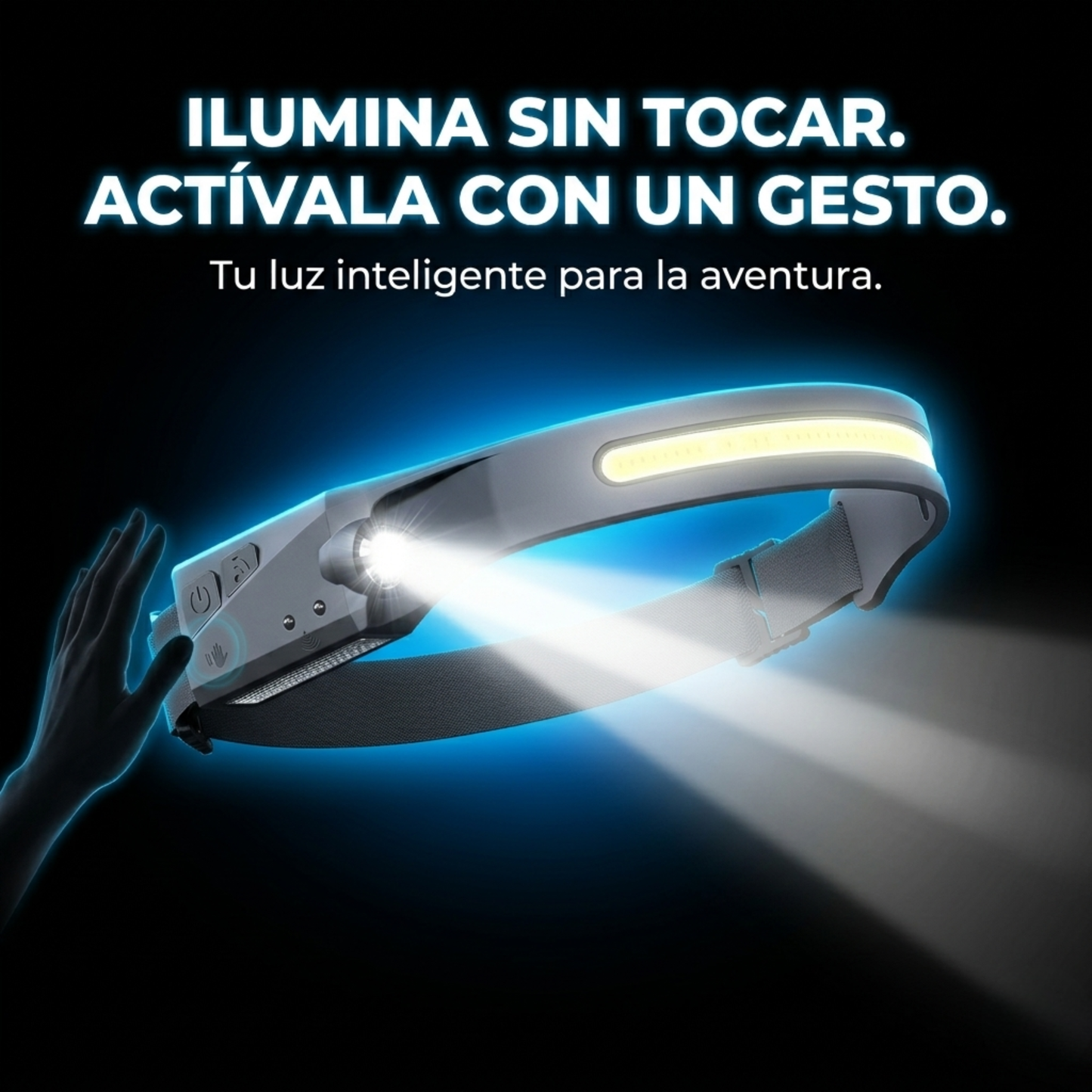 NightSense™ – Faro Inteligente de Cabeza con Detección Automática | Ultra Potente, Recargable y Resistente | Ideal para Running, Camping y Emergencias