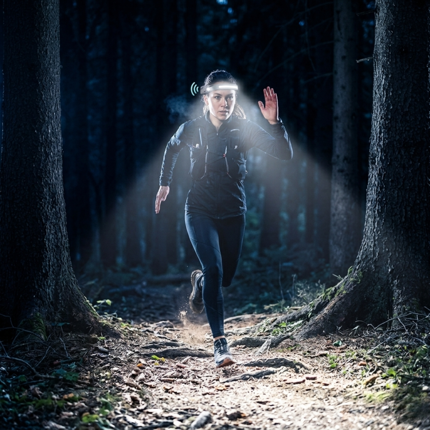NightSense™ – Faro Inteligente de Cabeza con Detección Automática | Ultra Potente, Recargable y Resistente | Ideal para Running, Camping y Emergencias
