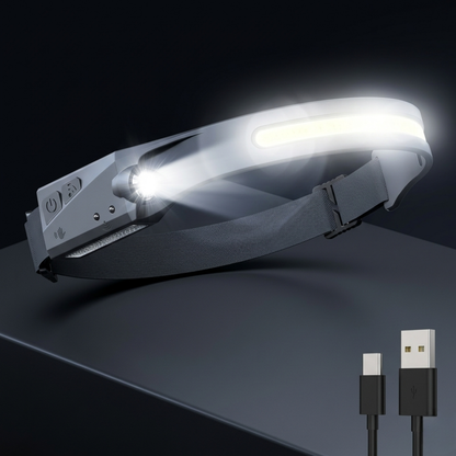 NightSense™ – Faro Inteligente de Cabeza con Detección Automática | Ultra Potente, Recargable y Resistente | Ideal para Running, Camping y Emergencias
